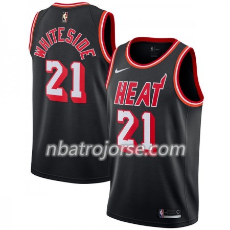 Män Miami Heat Tröja Hassan Whiteside 21 Nike 2017-18 Hardwood Classics Svart Swingman